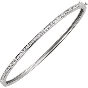 14K White 1-3 CTW Diamond Bangle Bracelet