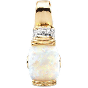 14K Yellow Opal, Pink Tourmaline & .025 CTW Diamond Pendant