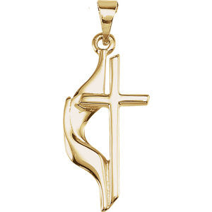 14K Yellow 19x10mm Methodist Cross Pendant