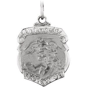 14K White 27x21mm St. Michael Medal