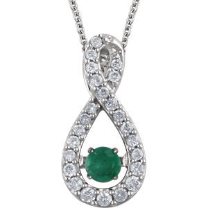 14K White Emerald & 1/6 CTW Diamond 18" Mystara® Necklace