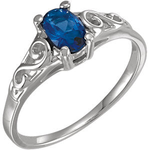 Sterling Silver September Imitation Birthstone Ring