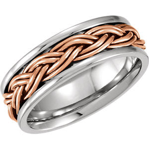 14K White & Rose 8mm Hand Woven Band Size 11