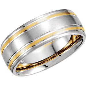 14K White & Yellow 7mm Designer Band Size 7.5