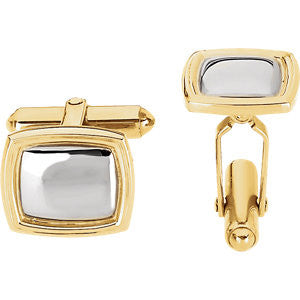 14K Yellow & White 14x16mm Square Cuff Link-Each