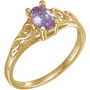 14K Yellow October Imitation Birthstone Ring