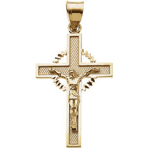 14K Yellow 30.5x20.5mm Crucifix Pendant