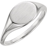 14K White Oval Signet Ring