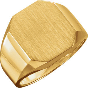 14K Yellow 16x14mm Men's Signet Ring