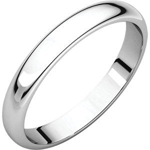 18K White 3mm Half Round Band