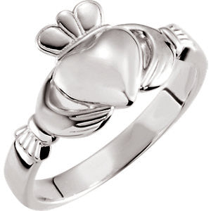 Platinum 7.5mm Claddagh Ring Size 7