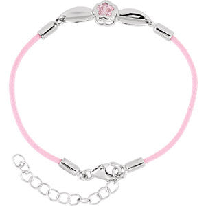 Sterling Silver BFlower&trade; Rose CZ 6.5-7.5" Nylon Bracelet