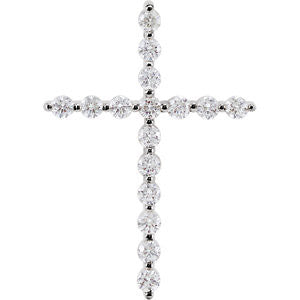 14K White 1-2 CTW Diamond Cross Pendant