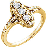 14K White 1/3 CTW Diamond 3 Stone Ring