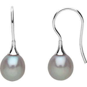 14K White Gray Freshwater Cultured Pearl Earrings