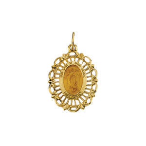 14K Yellow 21.5x15mm Our Lady of Guadalupe Medal