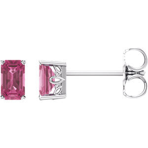 14K Yellow Pink Tourmaline Earrings