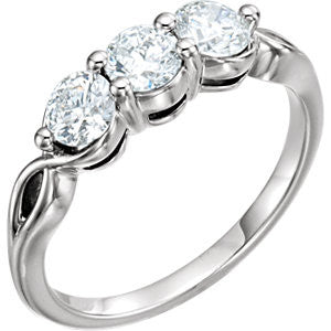 14K White 1/2 CTW Diamond Three-Stone Ring