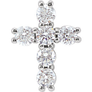 14K White 1-4 CTW Diamond Cross Pendant