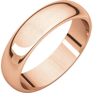 14K Rose 5mm Half Round Band