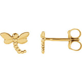 14K Yellow Dragonfly Earrings