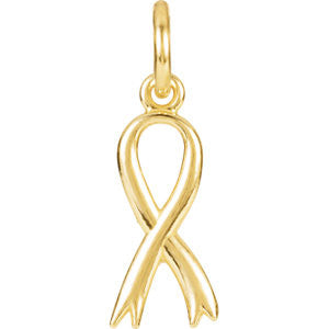 14K Yellow Breast Cancer Awareness Ribbon Charm with Jump Ring