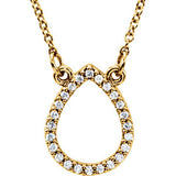 14K White 1/8 CTW Diamond Teardrop 16" Necklace