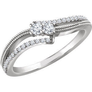 14K White 1-4 CTW Diamond Two-Stone Ring