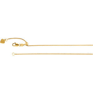 14K Yellow 1mm Adjustable Wheat 22" Chain