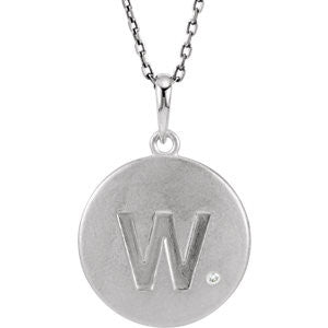 Sterling Silver .005 CTW Diamond Letter "C" Initial Disc 18" Necklace