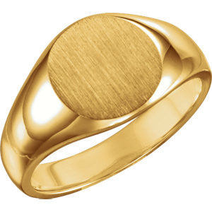 14K Yellow 13mm Men's Signet Ring