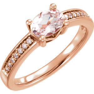 14K Rose Morganite & 1-10 CTW Diamond Ring