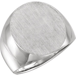 14K White 20x17mm Men's Solid Signet Ring