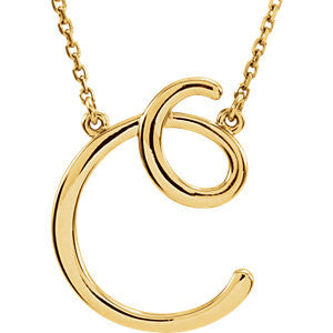 14K Yellow "C" Script Initial 16" Necklace