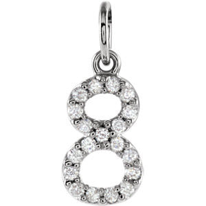 14K White .08 CTW Diamond Numeric Charm or Pendant