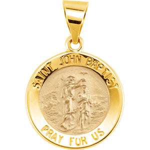 14K Yellow 15mm Round Hollow John the Baptist Medal