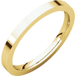 18K Yellow 2mm Flat Comfort Fit Band