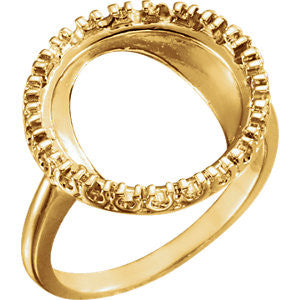 14K Yellow 13.9mm Coin Ring Mounting