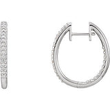 14K White 1 CTW Diamond Hinged Inside-Outside Hoop Earrings