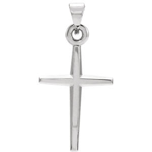 14K White 27.8x15mm Cross Pendant