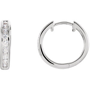 Sterling Silver Cubic Zirconia Hinged Hoop Earrings