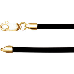 14K Yellow 3mm Black Rubber 18" Necklace