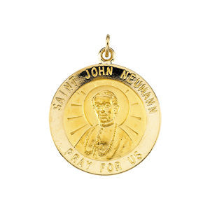 14K Yellow 22mm Round St. John Neumann Medal