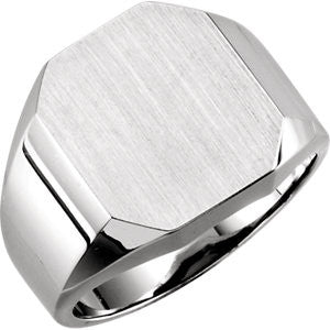 14K White 16x14mm Men's Signet Ring