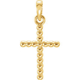 14K Yellow 24.25x12.05mm Beaded Cross Pendant