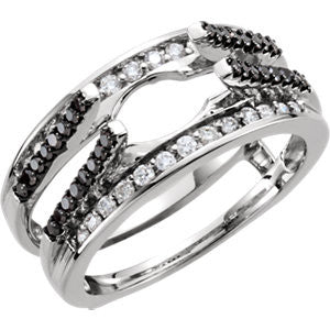 14K White 1/2 CTW Black & White Diamond Ring Guard