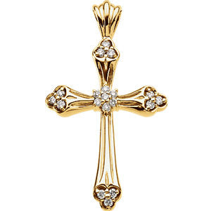 14K Yellow 1-4 CTW Diamond Cross Pendant