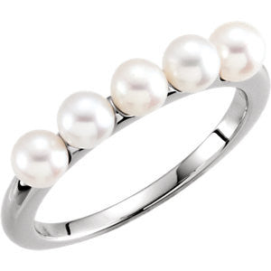 14K Yellow 4-4.5mm Five-Stone Pearl Ring