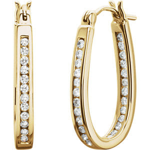 14K Yellow 1-2 CTW Diamond Inside-Outside Hoop Earrings