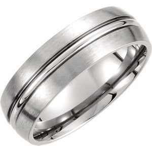 Titanium 7mm Grooved & Satin Finished Band Size 10